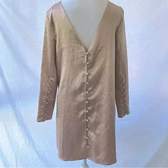 Zara Trafaluc Collection rose gold metallic dress with button detail. - Picture 2 of 16